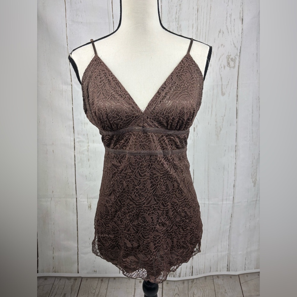 ‼️5/$25‼️ Ideology Chocolate Brown Double Layer Lace Top Spaghetti Straps